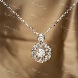 NEW Certified 1/2ct. t.w. Moissanite Flower Necklace